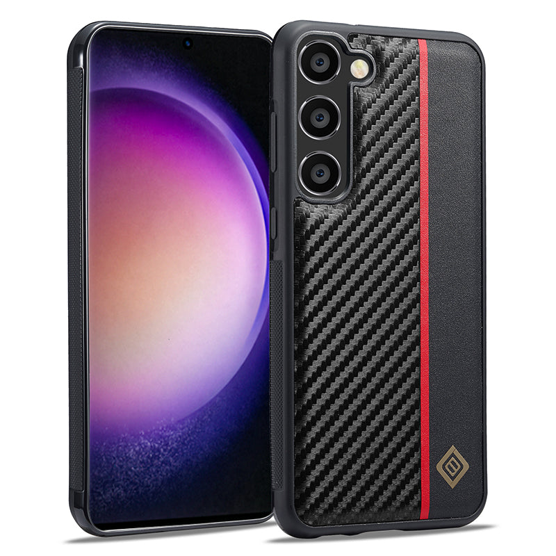 LC.IMEEKE For Samsung Galaxy S23 FE Carbon Fiber Texture Cover Phone PU Leather+TPU+EVA Shockproof Case LC.IMEEKE For Samsung Galaxy S23 FE Carbon Fiber Texture Cover Phone PU Leather+TPU+EVA Shockproof Case